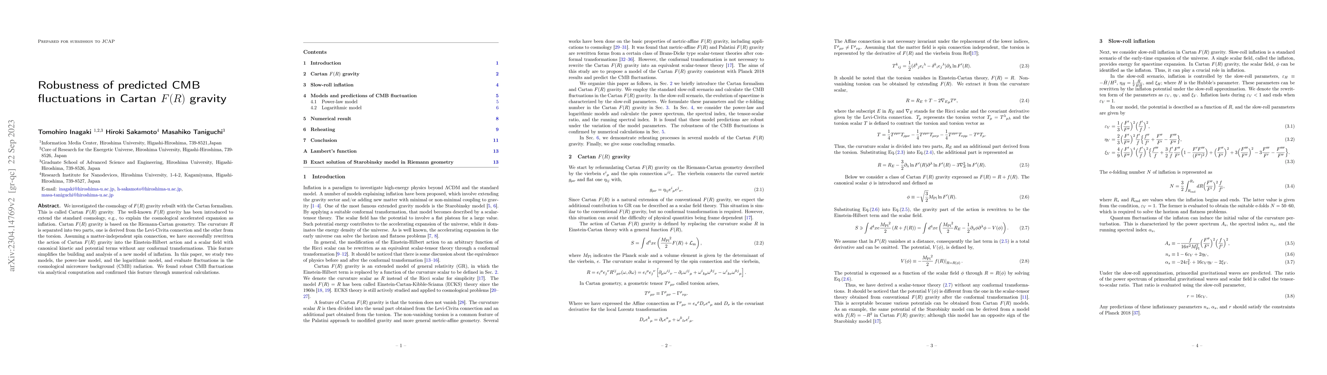 Thumbnail for Robustness of predicted CMB fluctuations in Cartan $F(R)$ gravity