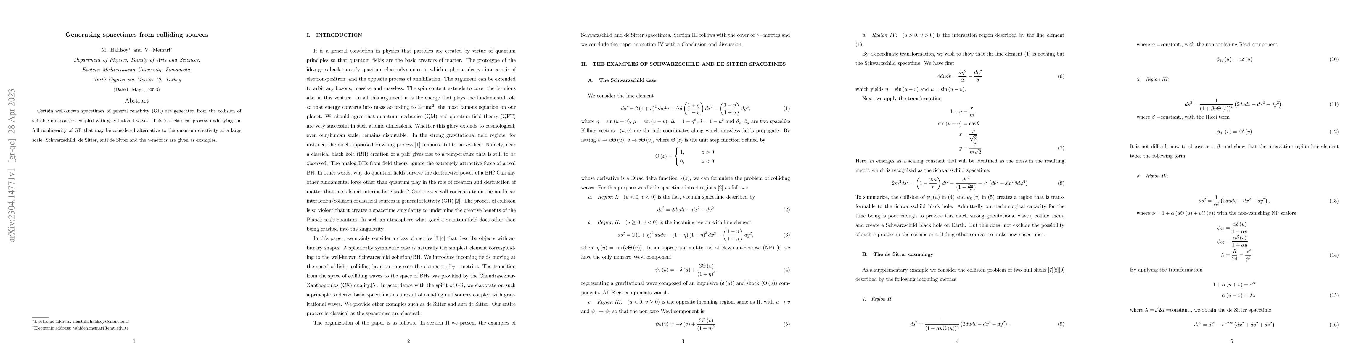 Thumbnail for Generating spacetimes from colliding sources