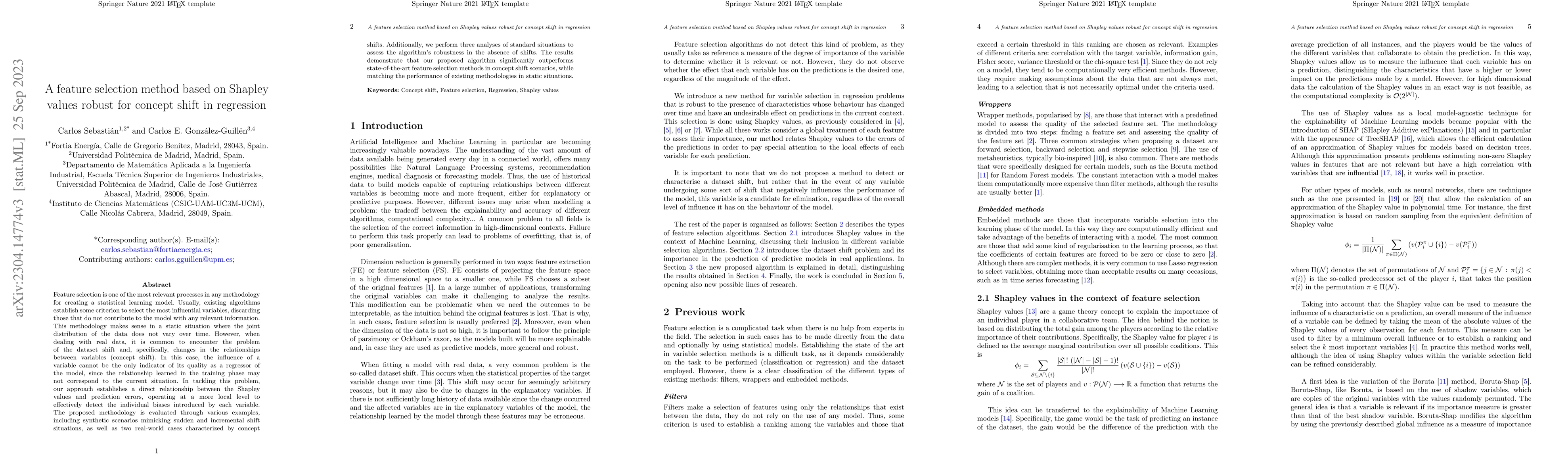 Thumbnail for A feature selection method based on Shapley values robust to concept
  shift in regression