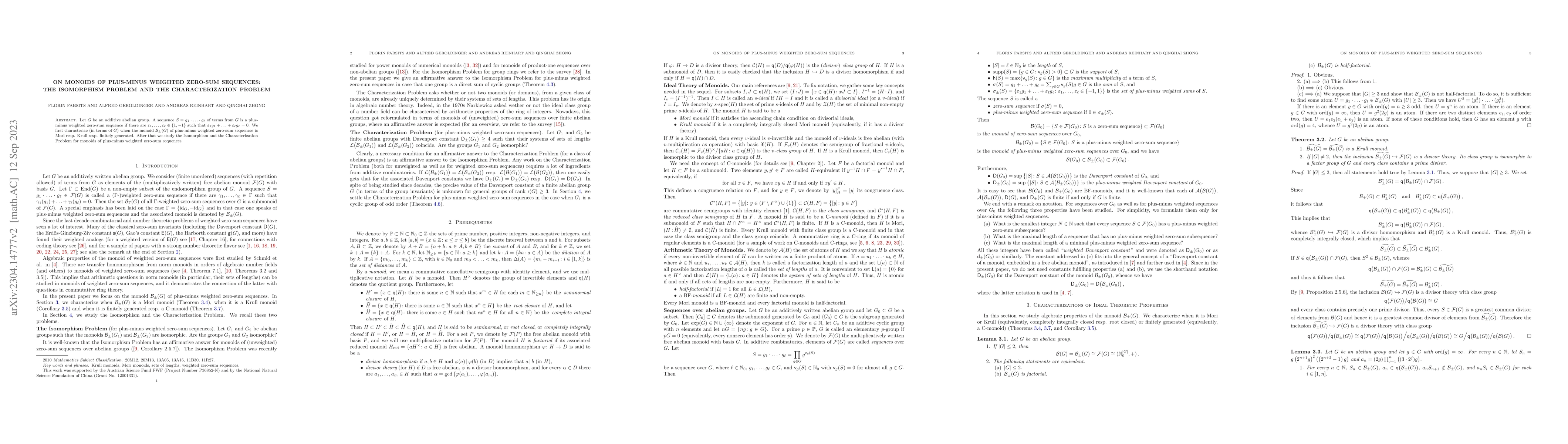 Thumbnail for On Monoids of plus-minus weighted Zero-Sum Sequences: The Isomorphism
  Problem and the Characterization Problem