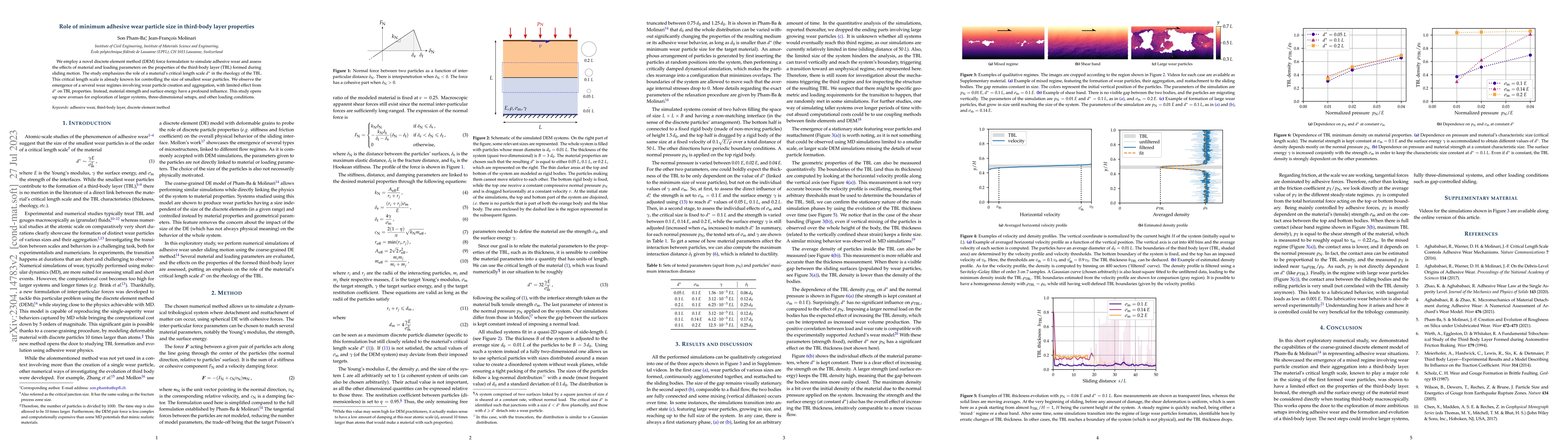 Thumbnail for Role of minimum adhesive wear particle size in third-body layer
  properties