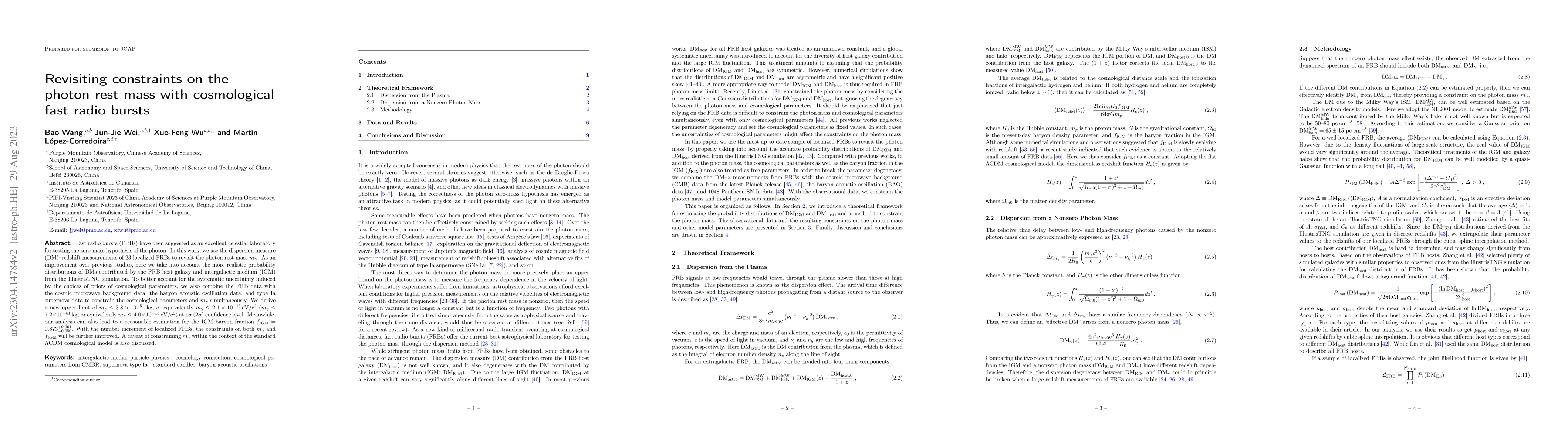 Thumbnail for Revisiting constraints on the photon rest mass with cosmological fast
  radio bursts