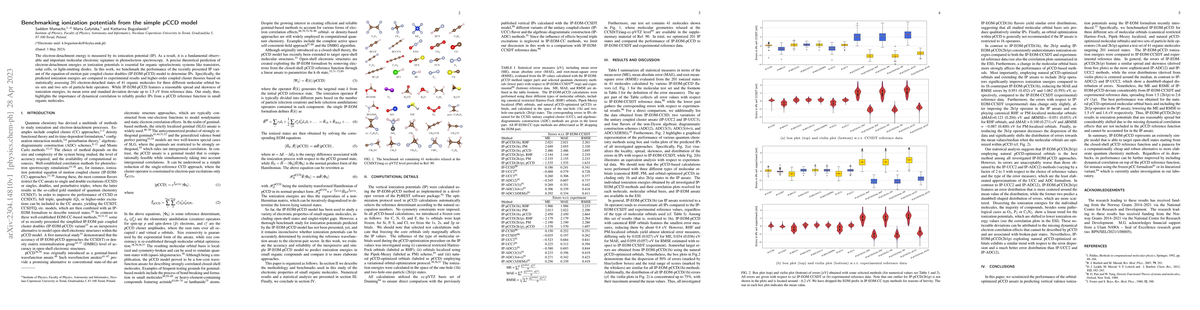 Thumbnail for Benchmarking ionization potentials from the simple pCCD model