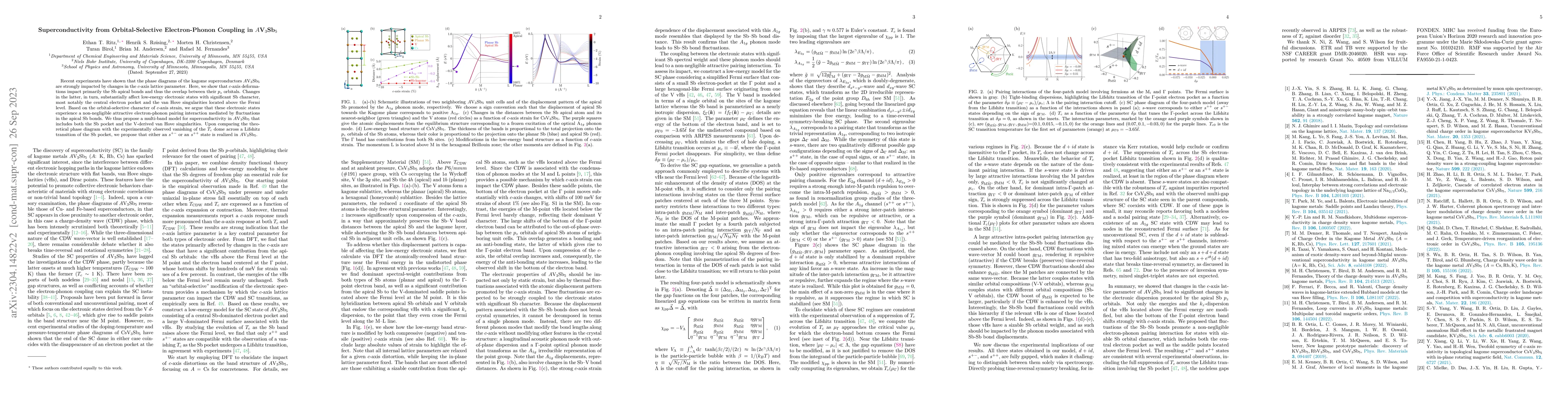 Thumbnail for Superconductivity from Orbital-Selective Electron-Phonon Coupling in
  $A\mathrm{V}_3\mathrm{Sb}_5$
