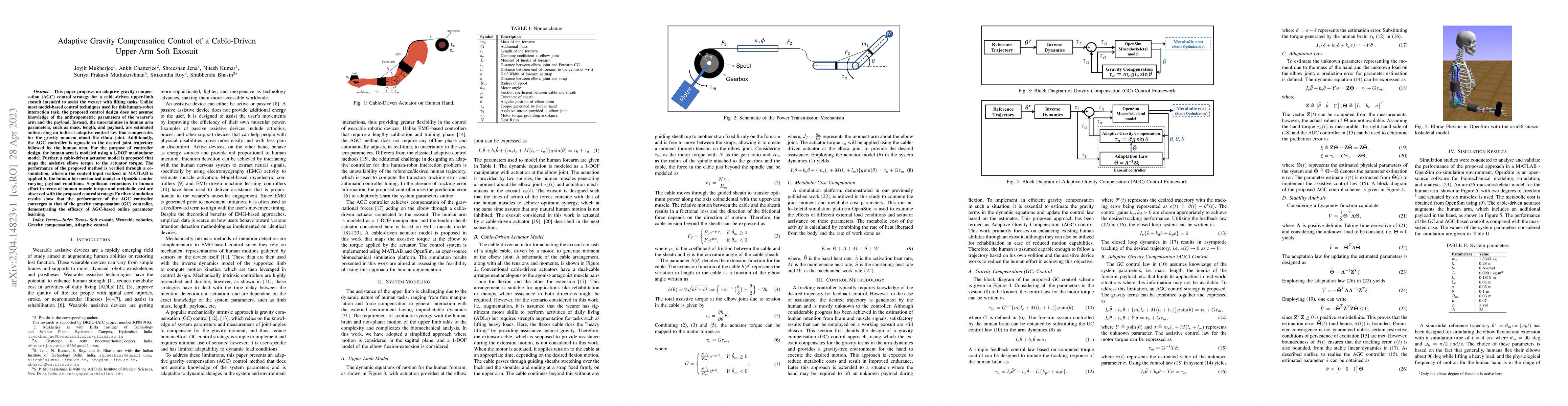 Thumbnail for Adaptive Gravity Compensation Control of a Cable-Driven Upper-Arm Soft
  Exosuit