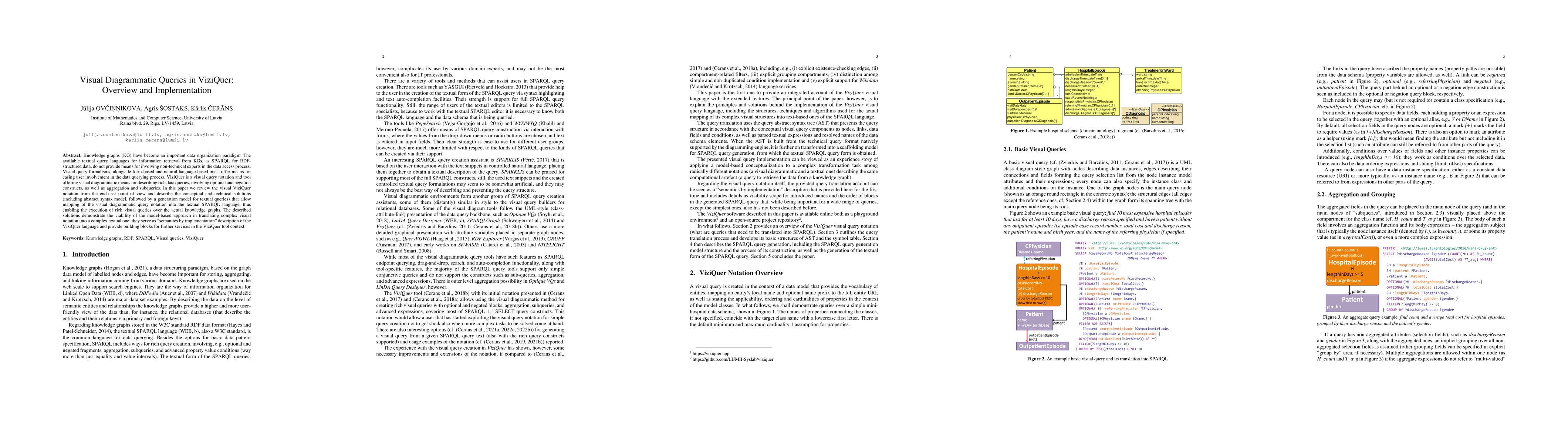 Thumbnail for Visual Diagrammatic Queries in ViziQuer: Overview and Implementation