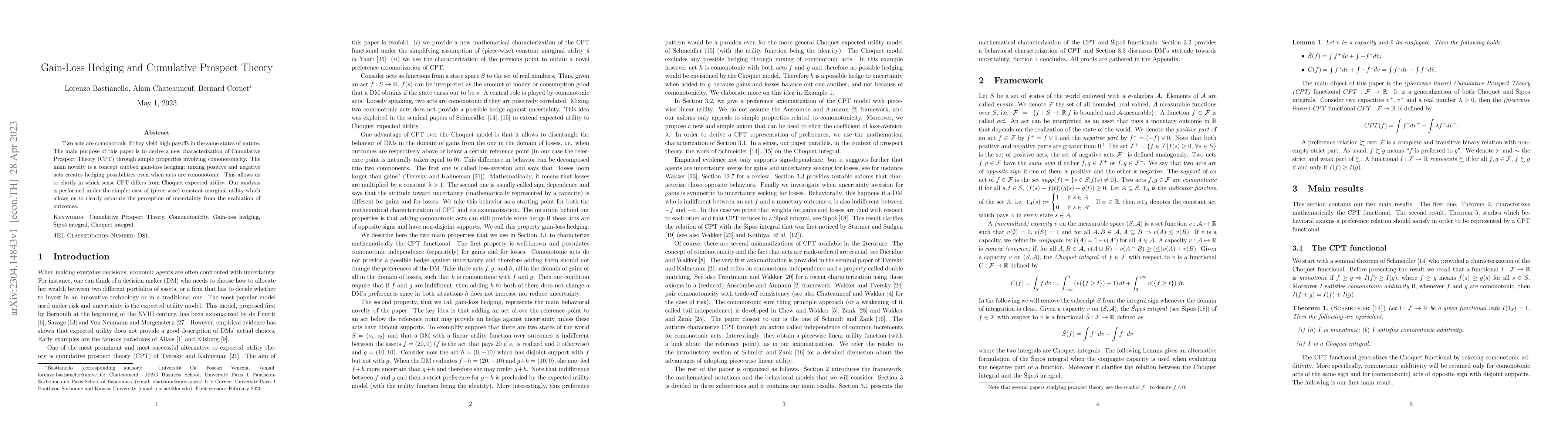 Thumbnail for Gain-Loss Hedging and Cumulative Prospect Theory