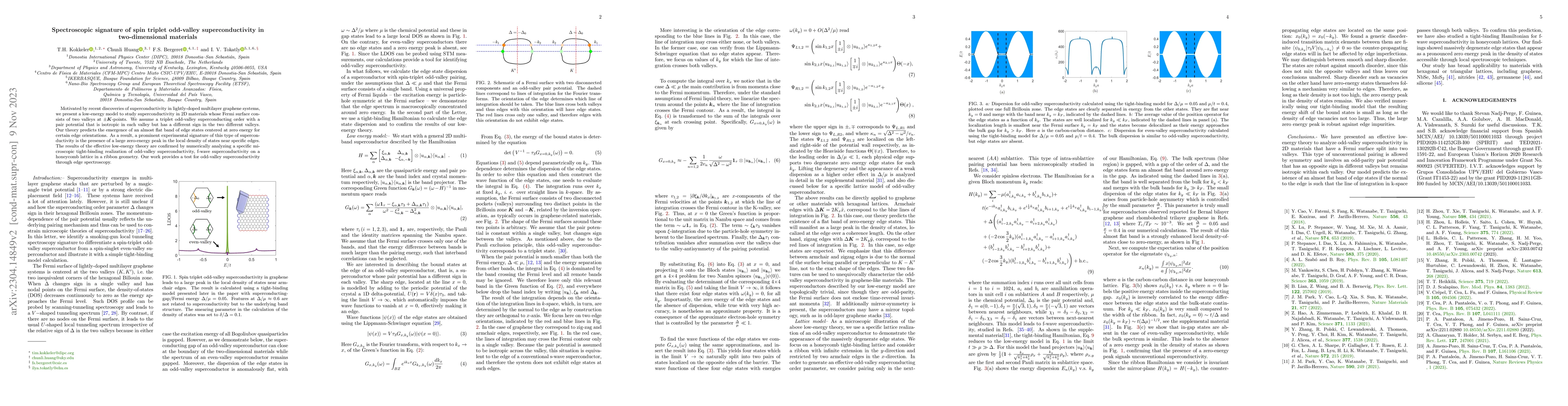 Thumbnail for Spectroscopic signature of spin triplet odd-valley superconductivity in
  two-dimensional materials