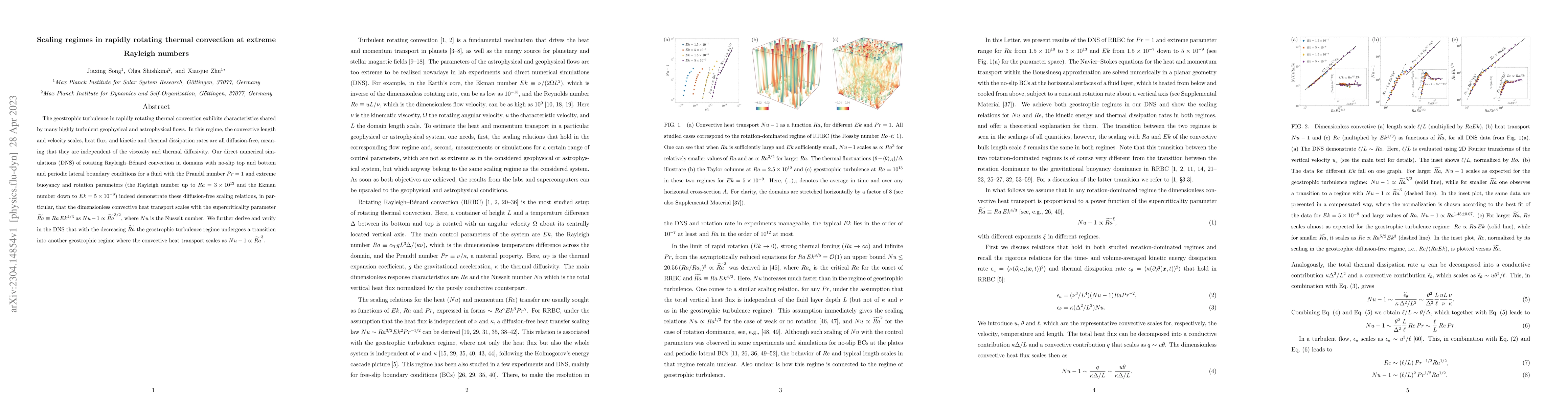 Thumbnail for Scaling regimes in rapidly rotating thermal convection at extreme
  Rayleigh numbers