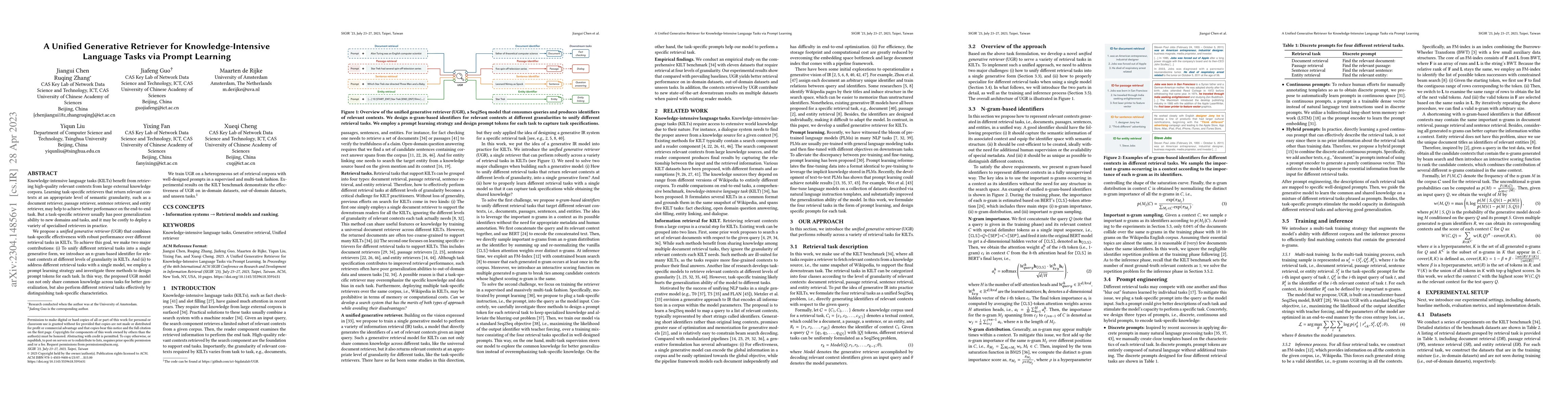 Thumbnail for A Unified Generative Retriever for Knowledge-Intensive Language Tasks
  via Prompt Learning
