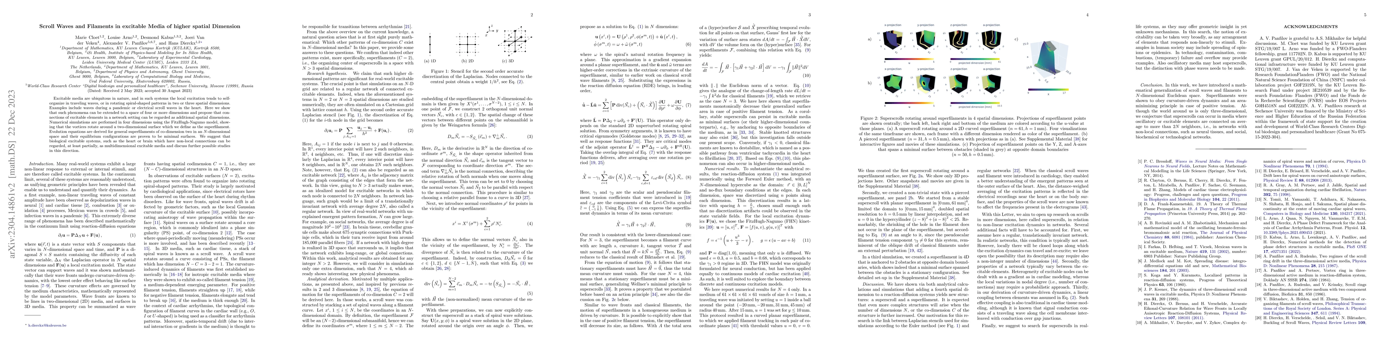 Thumbnail for Scroll Waves and Filaments in excitable Media of higher spatial
  Dimension