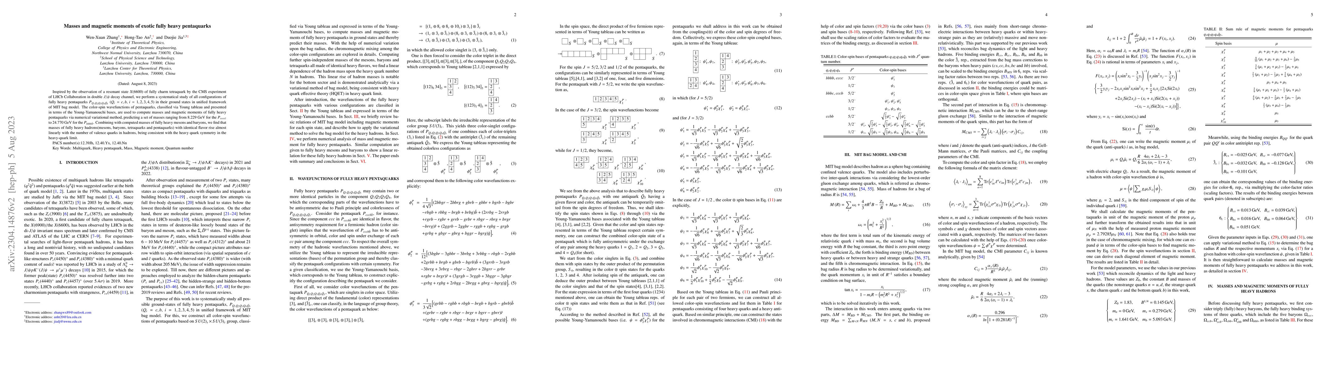 Thumbnail for Masses and magnetic moments of exotic fully heavy pentaquarks