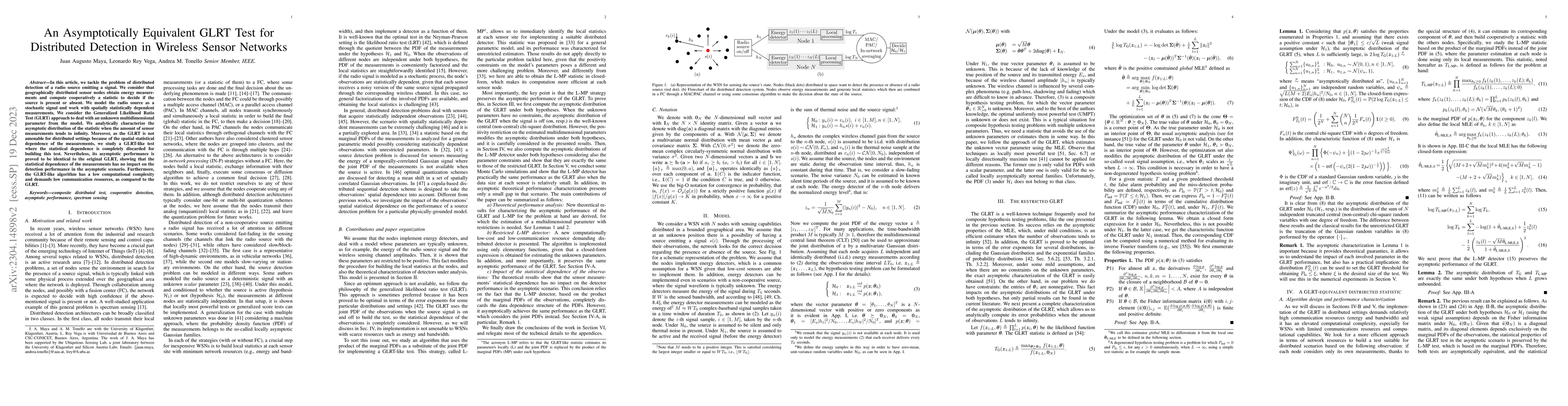 Thumbnail for An Asymptotically Equivalent GLRT Test for Distributed Detection in
  Wireless Sensor Networks