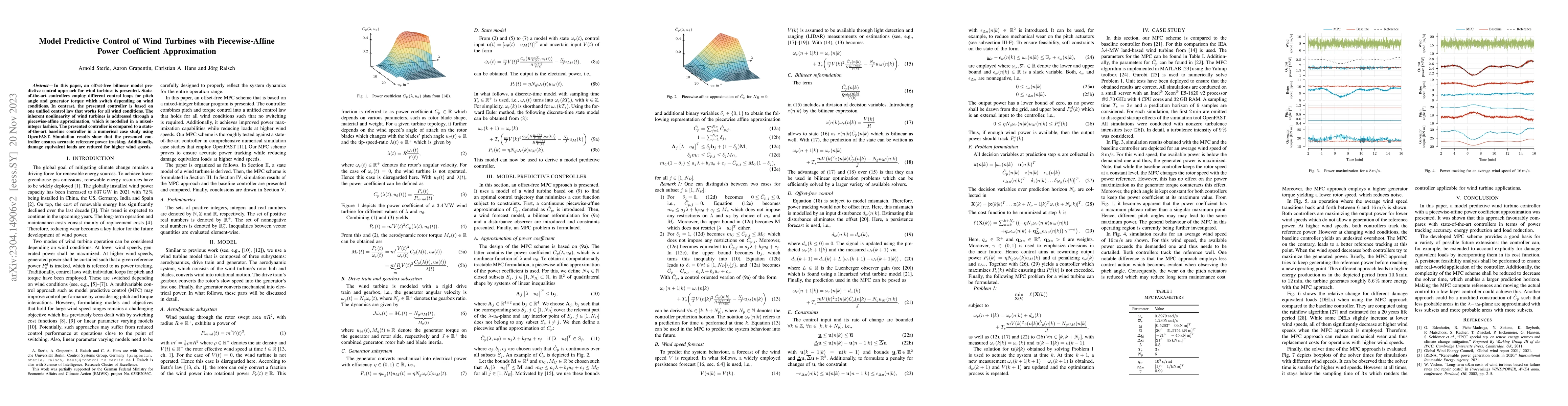 Thumbnail for Model Predictive Control of Wind Turbines with Piecewise-Affine Power
  Coefficient Approximation