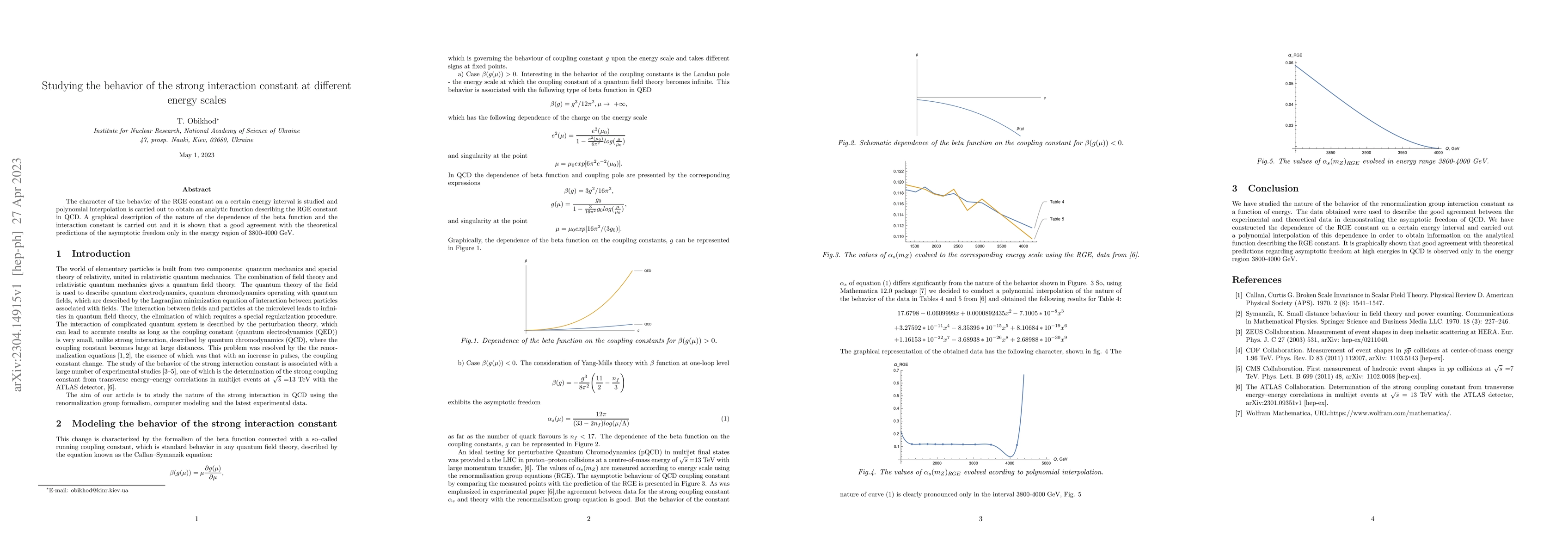 Thumbnail for Studying the behavior of the strong interaction constant at different
  energy scales