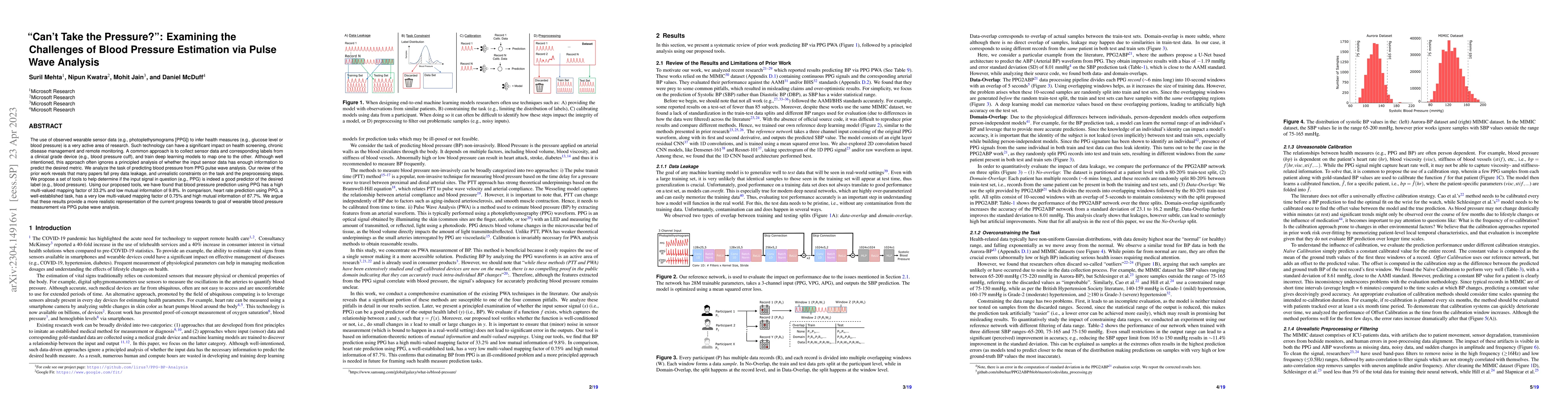 Thumbnail for "Can't Take the Pressure?": Examining the Challenges of Blood Pressure
  Estimation via Pulse Wave Analysis