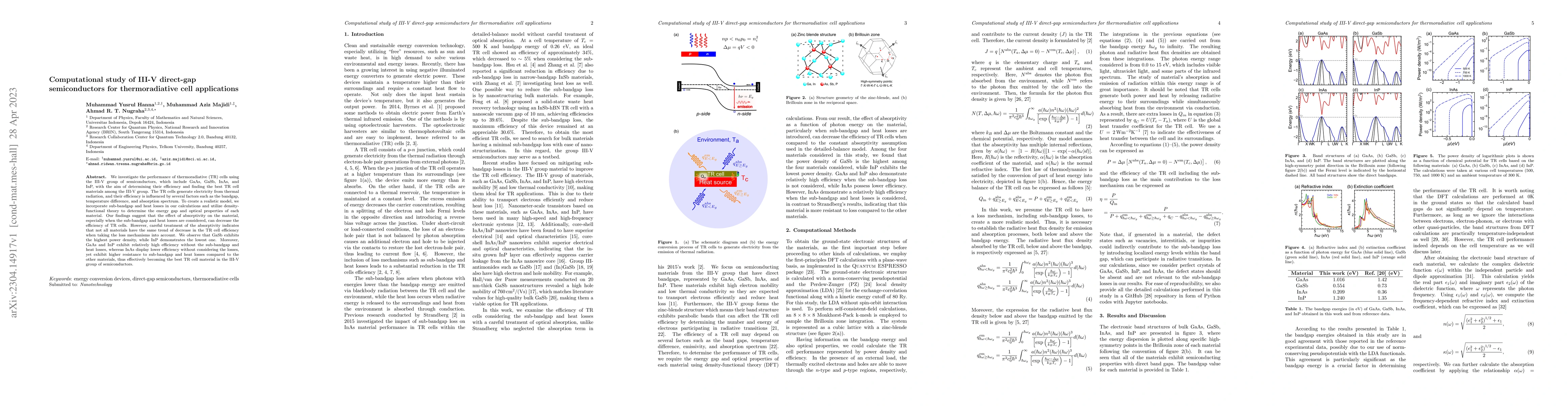Thumbnail for Computational study of III-V direct-gap semiconductors for
  thermoradiative cell applications