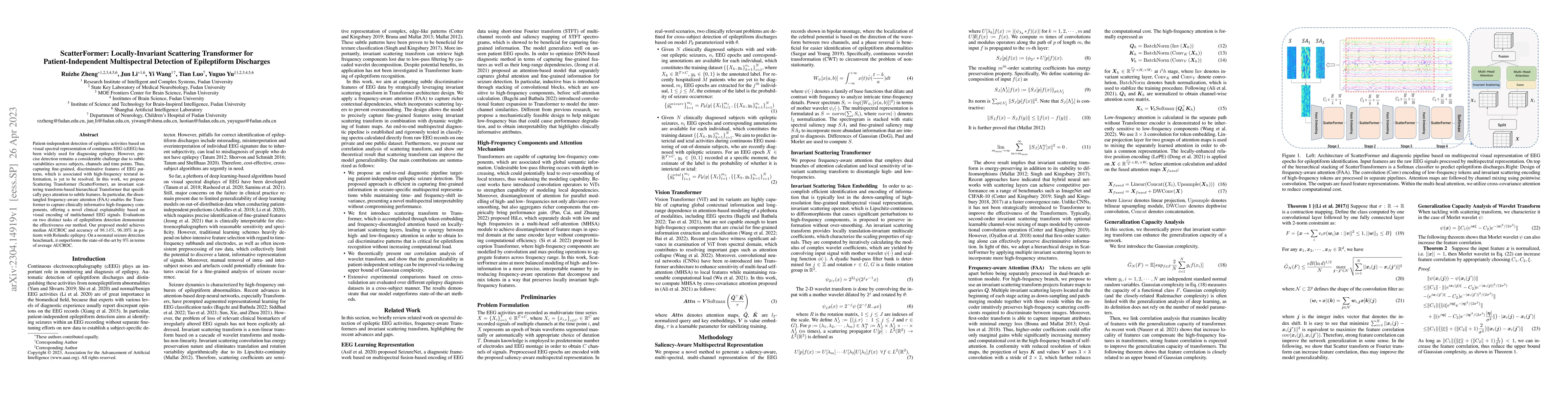 Thumbnail for ScatterFormer: Locally-Invariant Scattering Transformer for
  Patient-Independent Multispectral Detection of Epileptiform Discharges