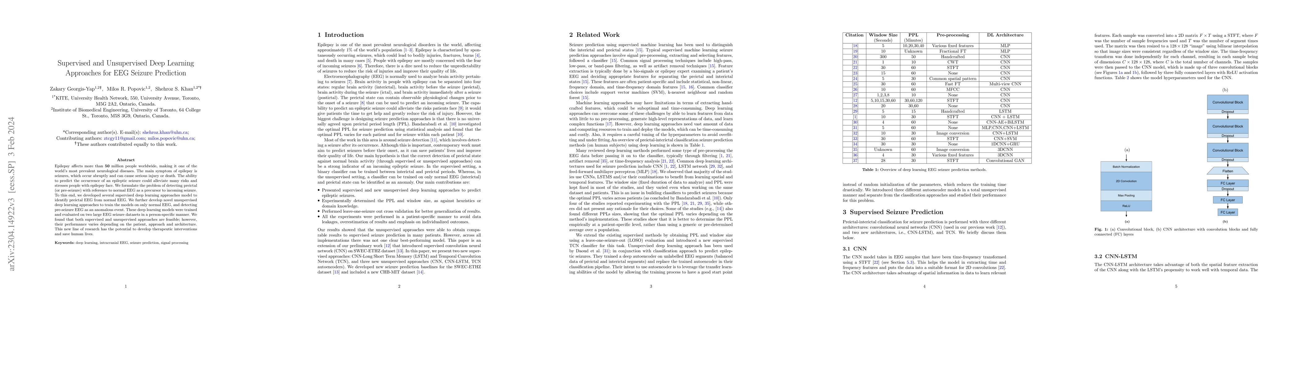 Thumbnail for Supervised and Unsupervised Deep Learning Approaches for EEG Seizure
  Prediction