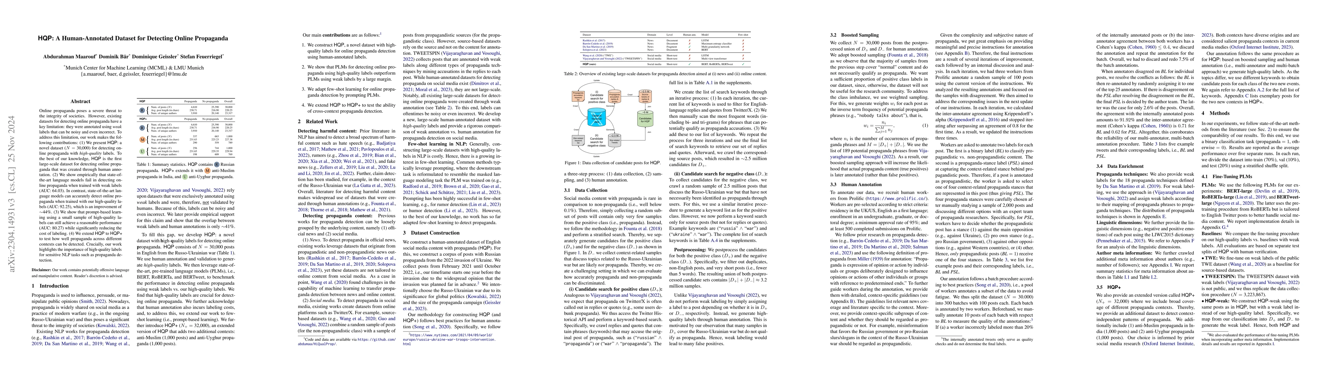 Thumbnail for HQP: A Human-Annotated Dataset for Detecting Online Propaganda