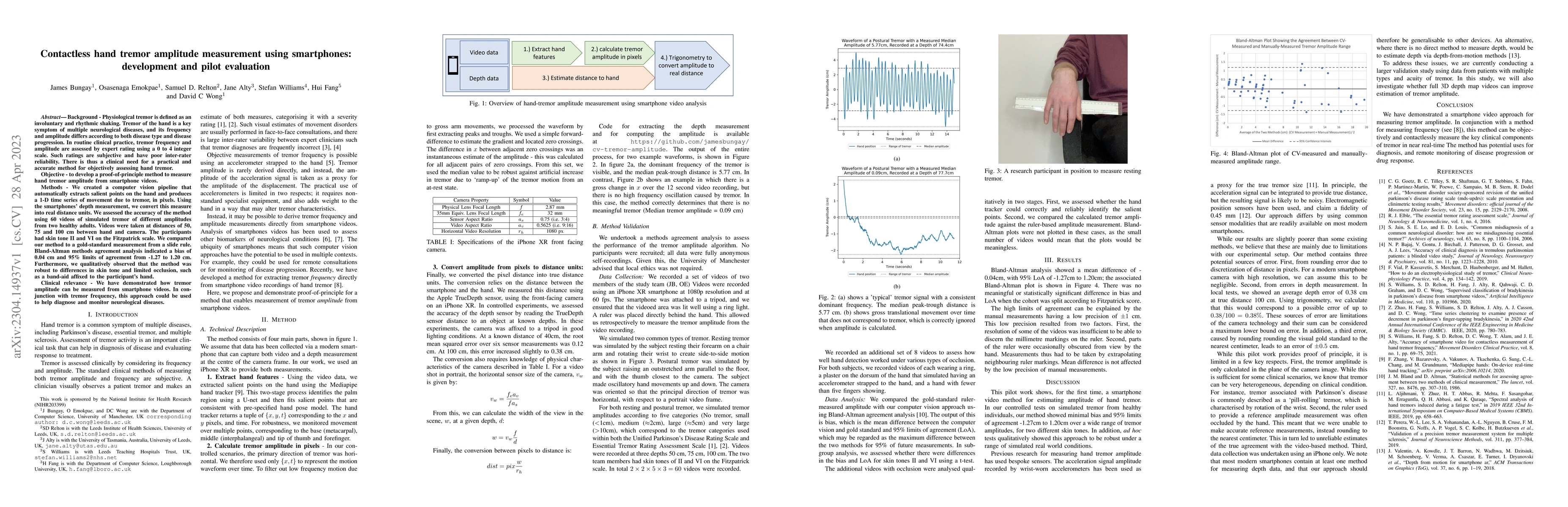 Thumbnail for Contactless hand tremor amplitude measurement using smartphones:
  development and pilot evaluation