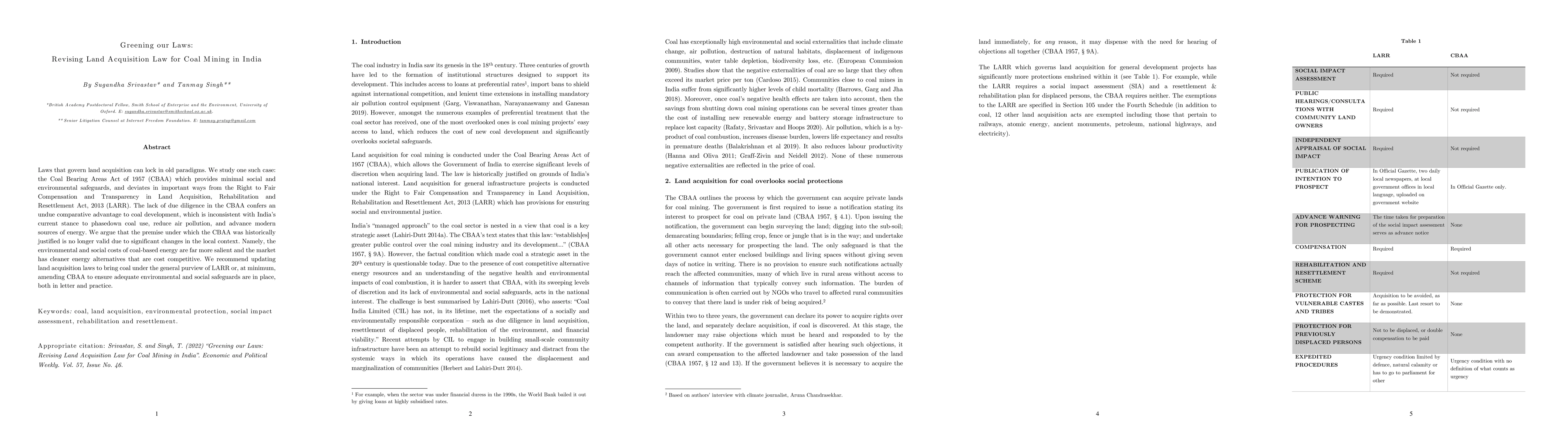 Thumbnail for Greening our Laws: Revising Land Acquisition Law for Coal Mining in
  India