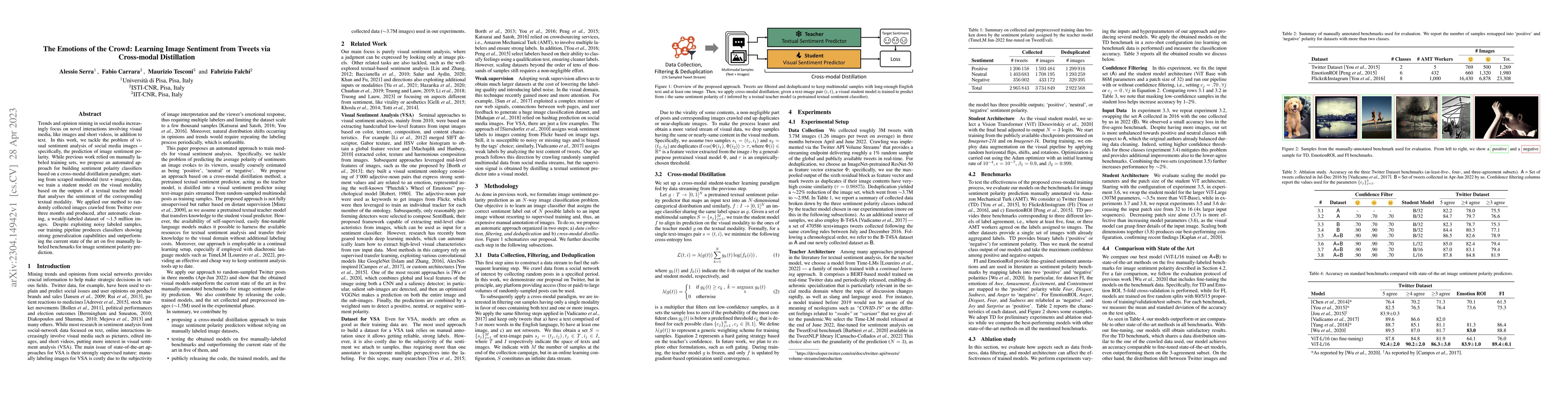 Thumbnail for The Emotions of the Crowd: Learning Image Sentiment from Tweets via
  Cross-modal Distillation