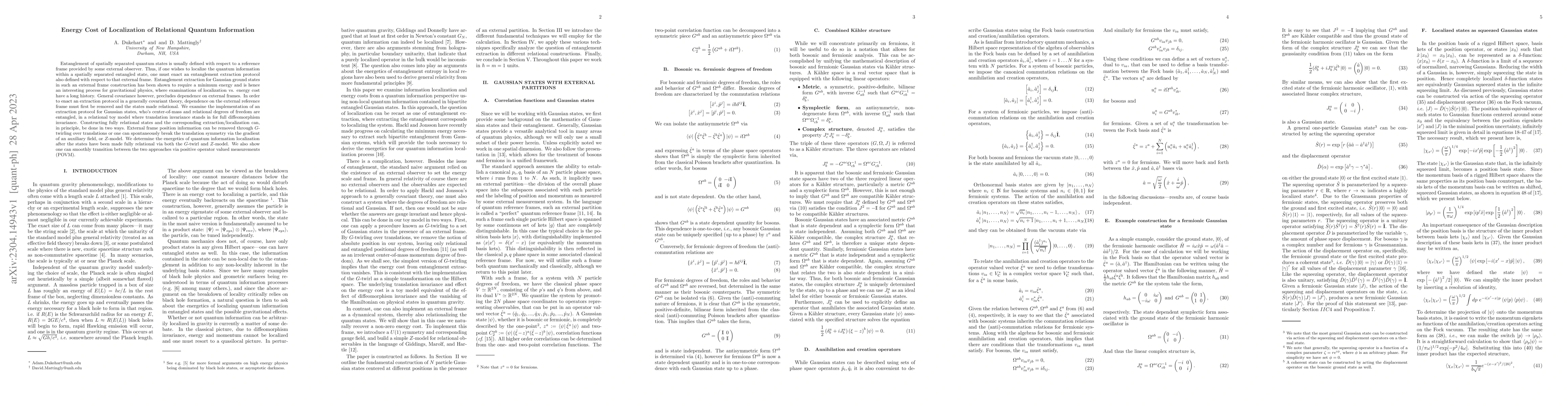 Thumbnail for Energy Cost of Localization of Relational Quantum Information