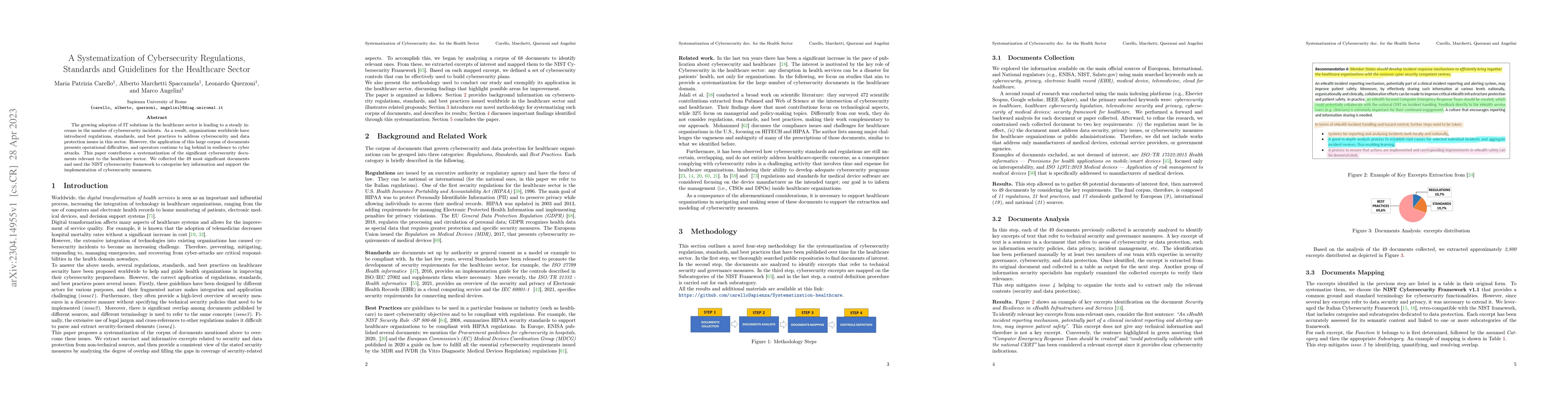 Thumbnail for A Systematization of Cybersecurity Regulations, Standards and Guidelines
  for the Healthcare Sector
