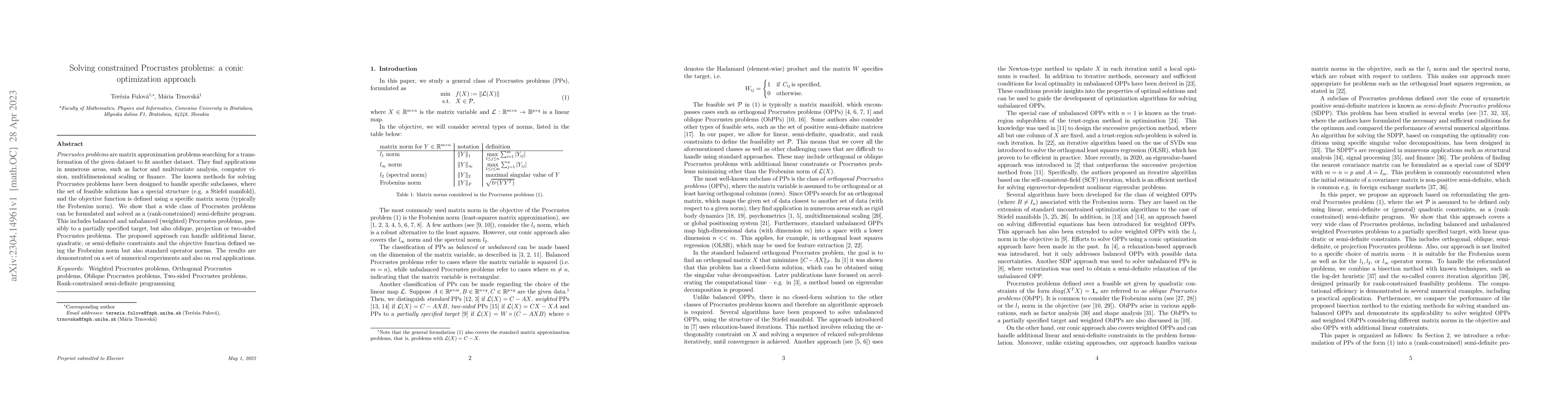 Thumbnail for Solving constrained Procrustes problems: a conic optimization approach