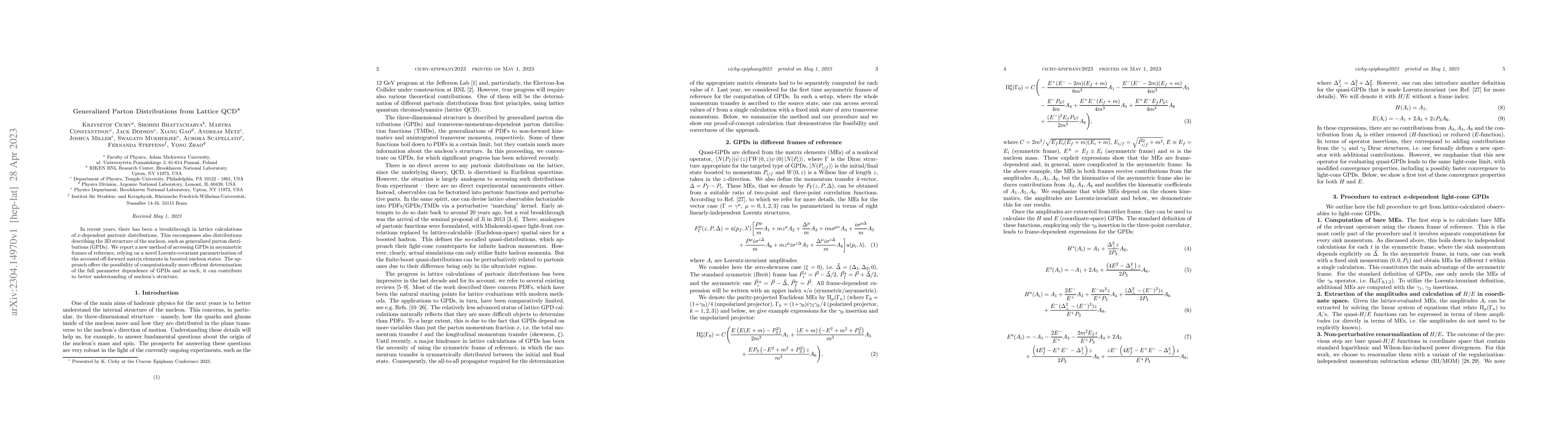 Thumbnail for Generalized Parton Distributions from Lattice QCD