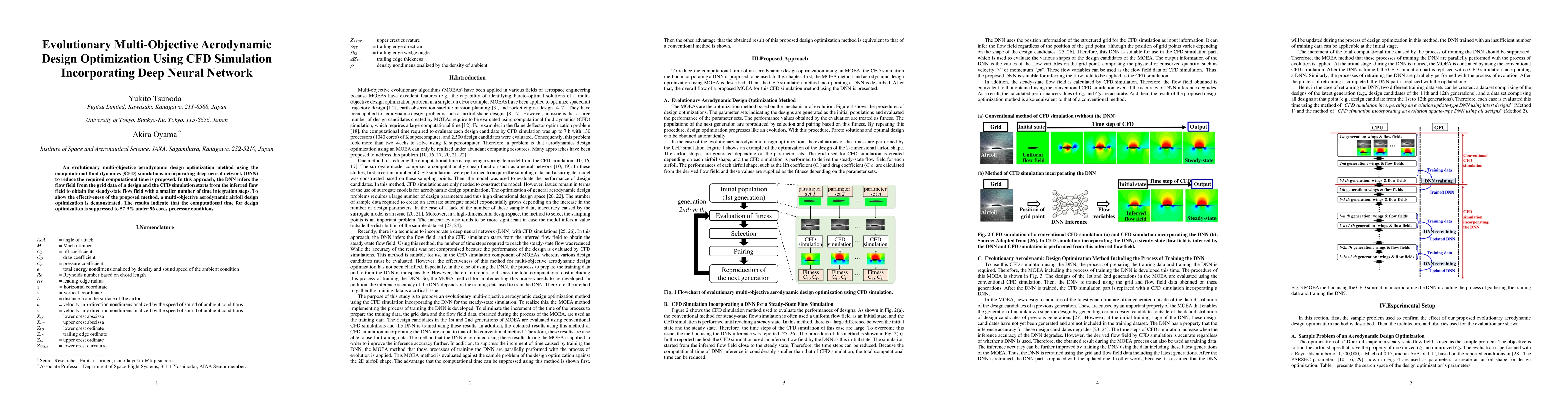 Thumbnail for Evolutionary Multi-Objective Aerodynamic Design Optimization Using CFD
  Simulation Incorporating Deep Neural Network