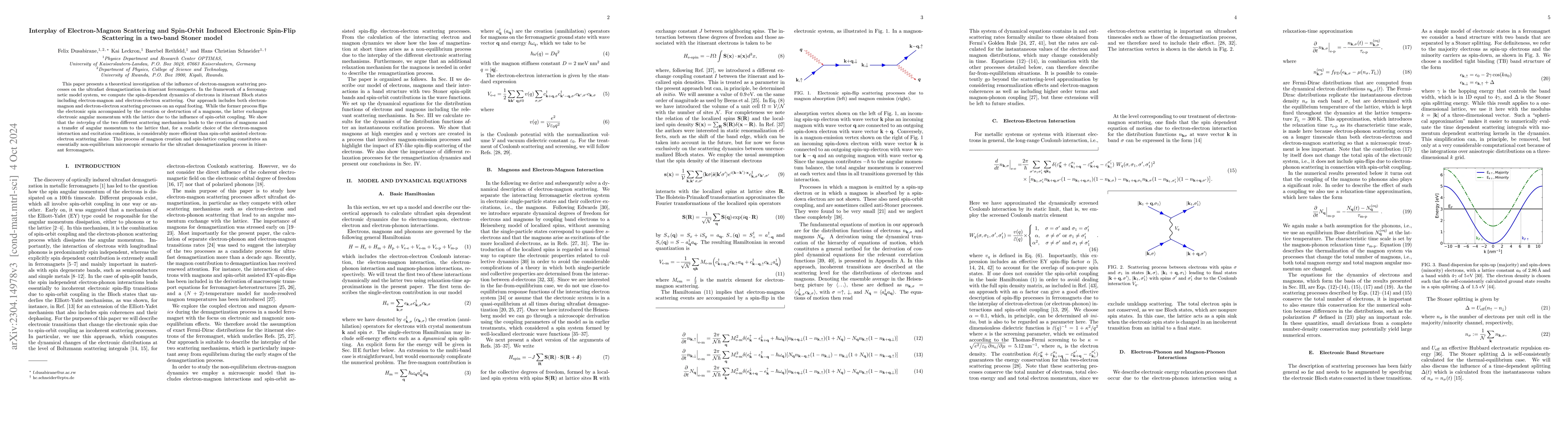 Thumbnail for Interplay of electron-magnon scattering and spin-orbit induced
  electronic spin-flip fcattering in a two-band Stoner model
