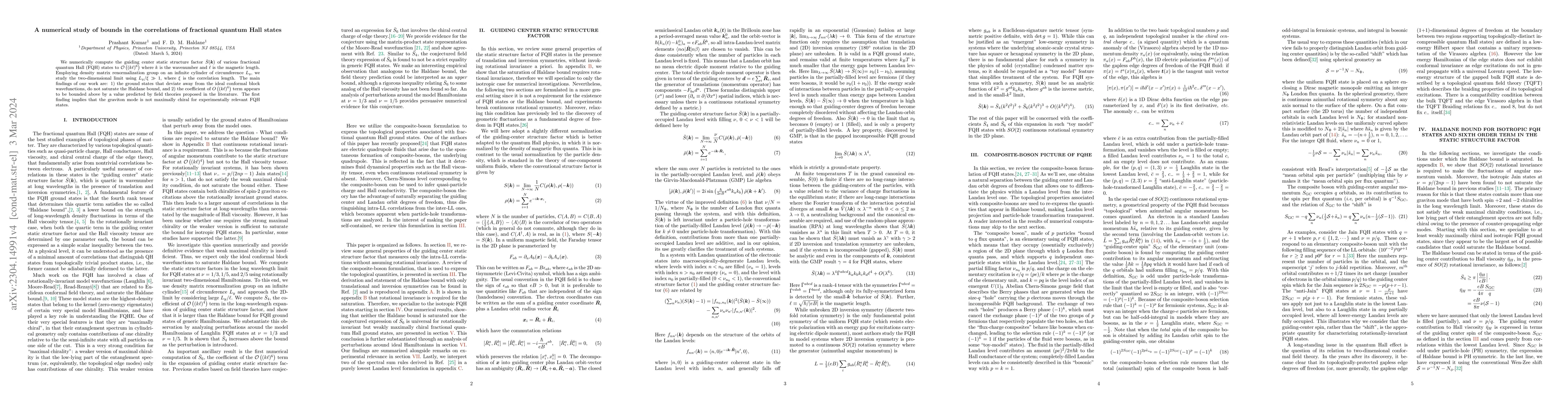 Thumbnail for A numerical study of bounds in the correlations of fractional quantum
  Hall states