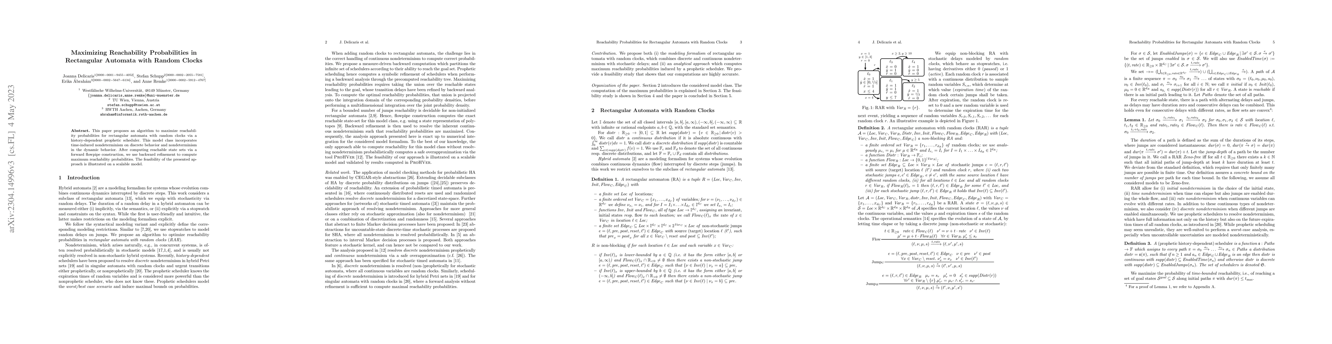 Thumbnail for Maximizing Reachability Probabilities in Rectangular Automata with
  Random Clocks