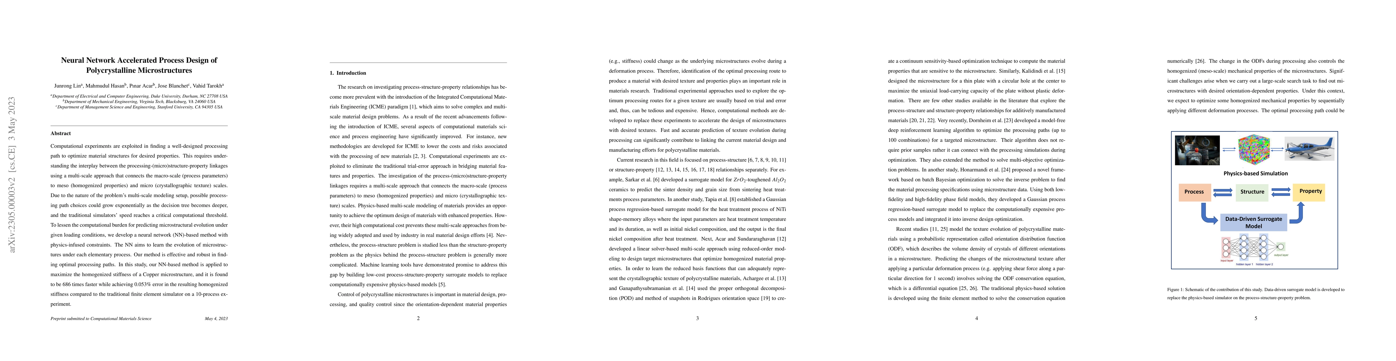 Thumbnail for Neural Network Accelerated Process Design of Polycrystalline
  Microstructures