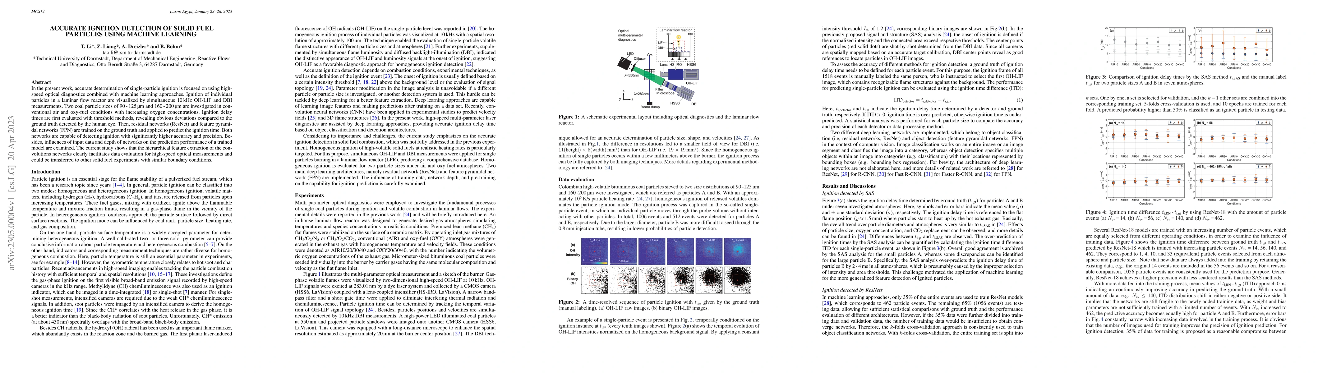 Thumbnail for Accurate ignition detection of solid fuel particles using machine
  learning