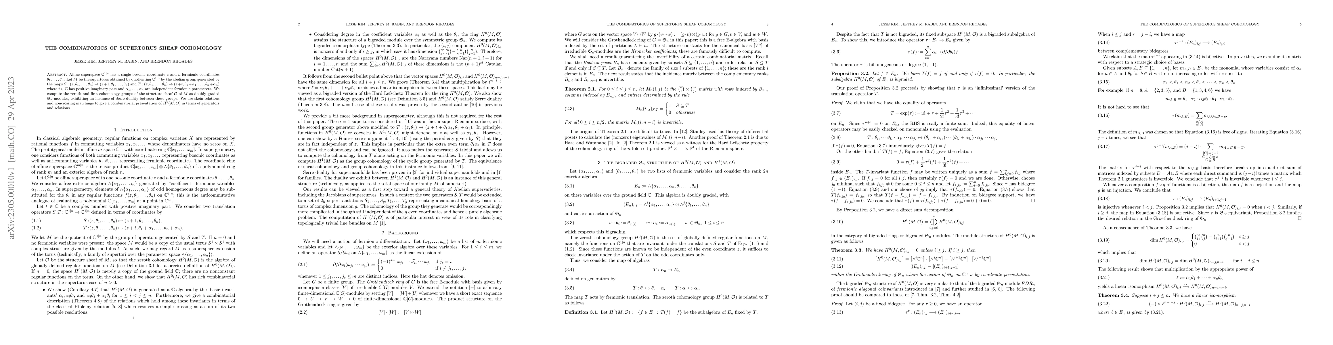 Thumbnail for The combinatorics of supertorus sheaf cohomology