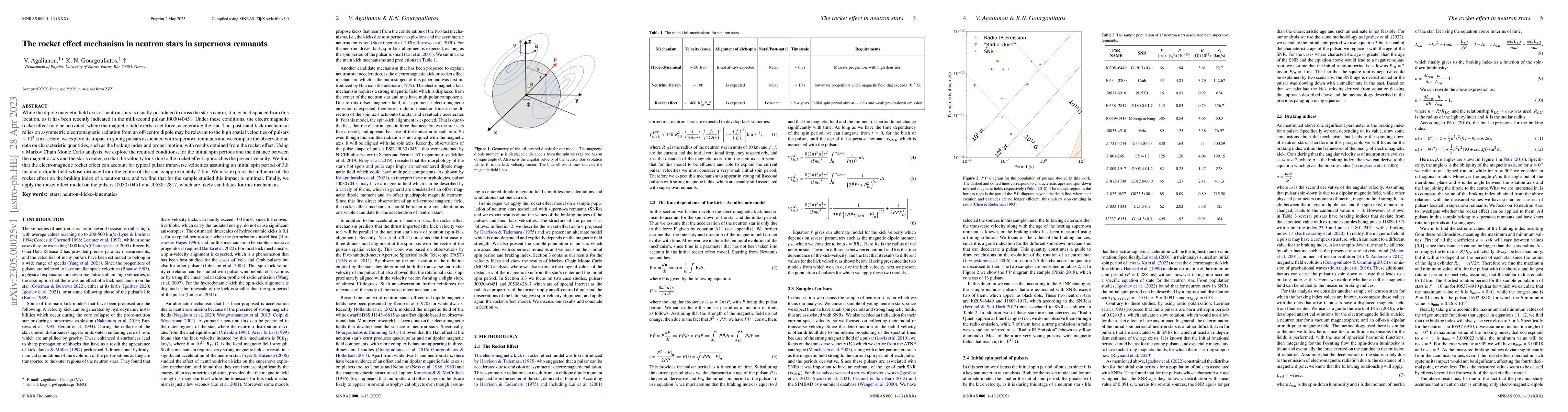 Thumbnail for The rocket effect mechanism in neutron stars in supernova remnants
