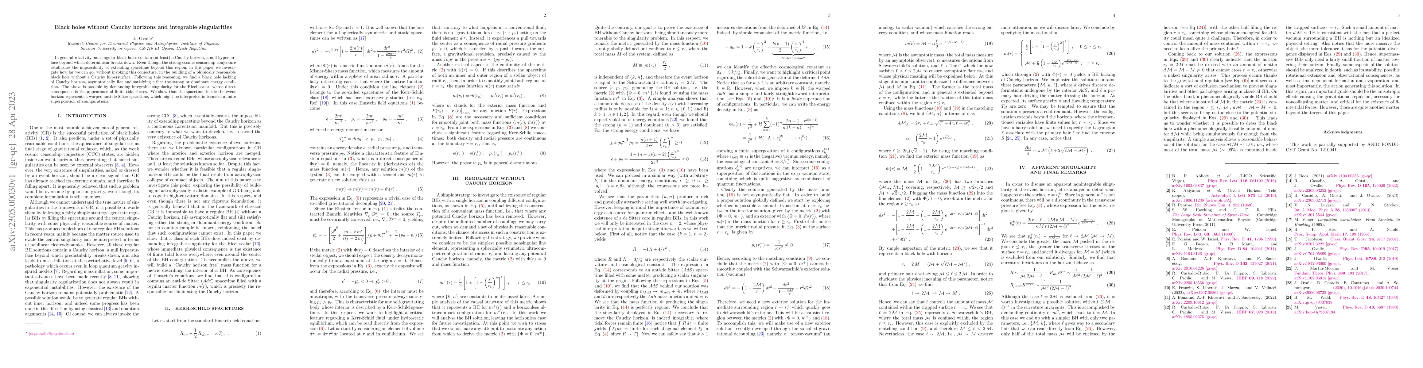 Thumbnail for Black holes without Cauchy horizons and integrable singularities