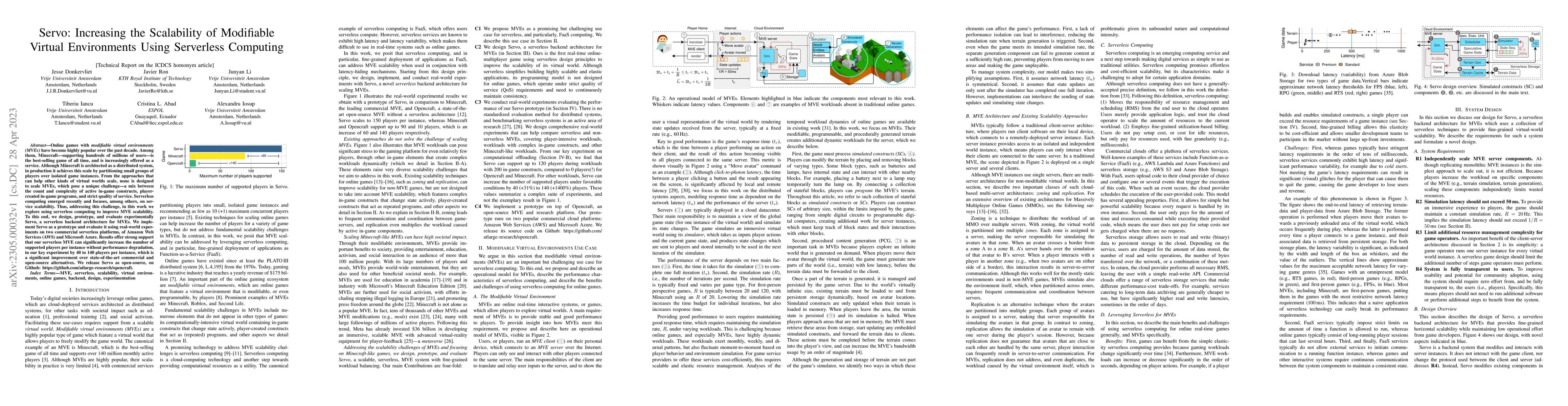 Thumbnail for Servo: Increasing the Scalability of Modifiable Virtual Environments
  Using Serverless Computing -- Extended Technical Report
