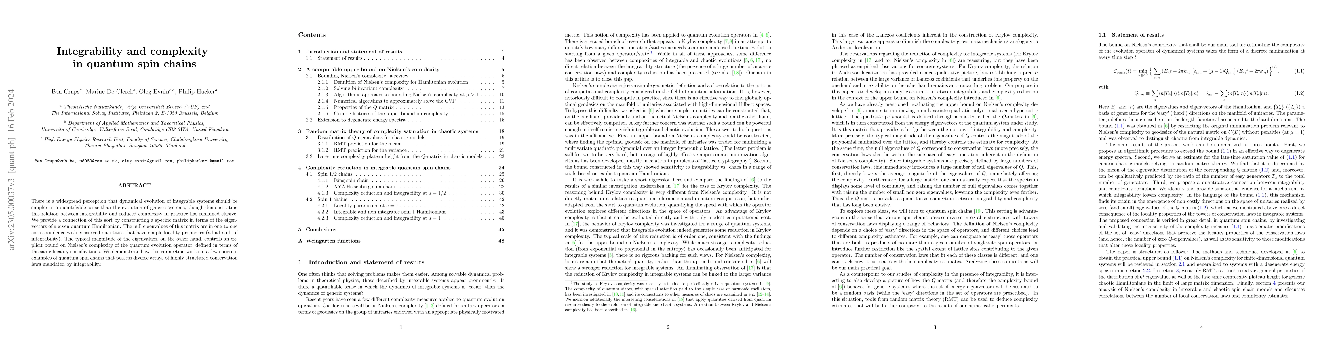Thumbnail for Integrability and complexity in quantum spin chains