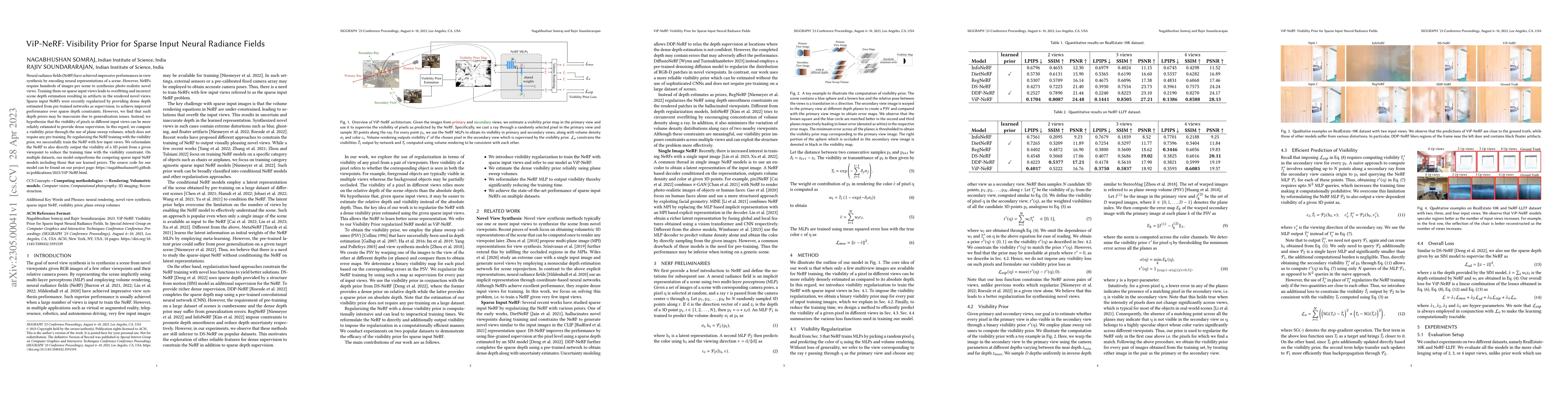 Thumbnail for ViP-NeRF: Visibility Prior for Sparse Input Neural Radiance Fields