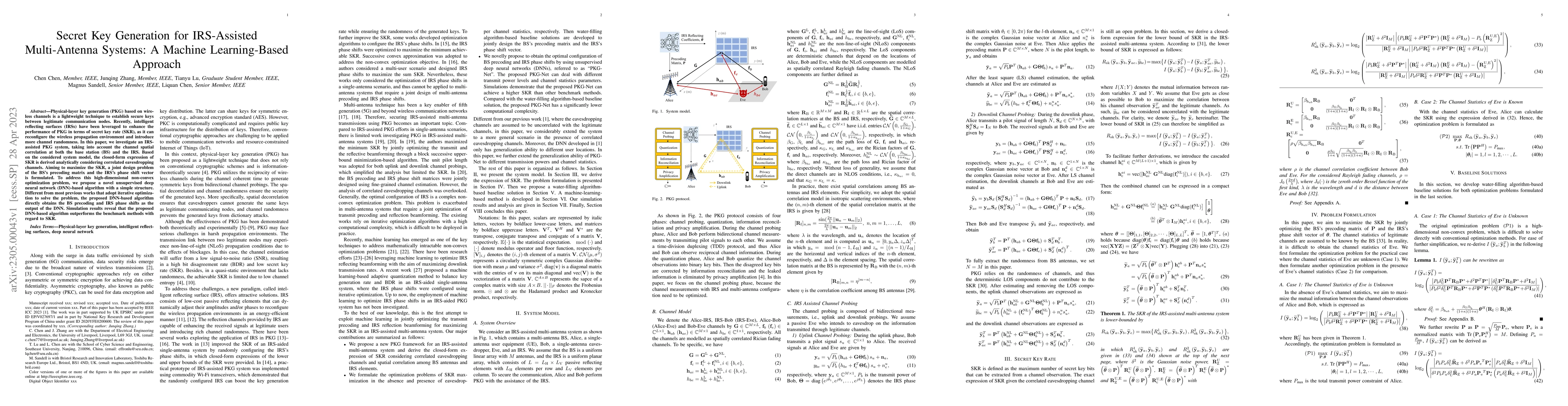 Thumbnail for Secret Key Generation for IRS-Assisted Multi-Antenna Systems: A Machine
  Learning-Based Approach