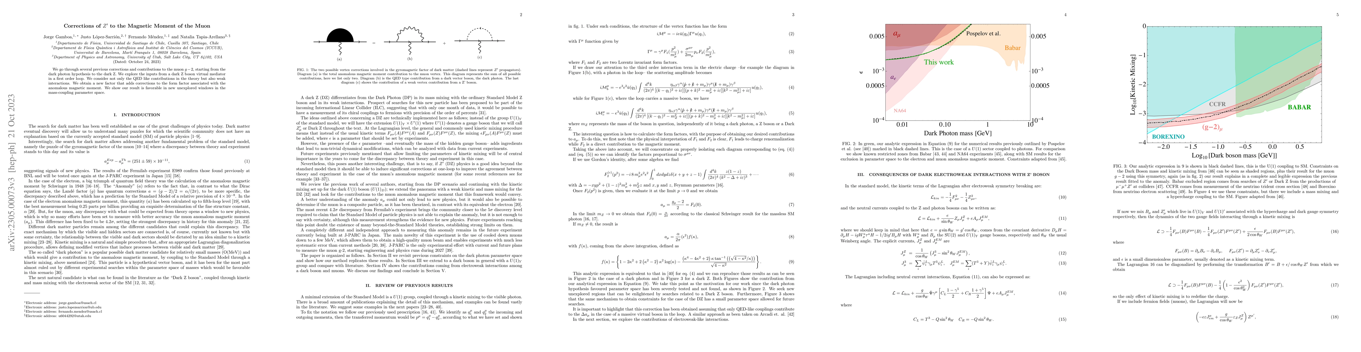 Thumbnail for Corrections of $Z'$ to the Magnetic Moment of the Muon