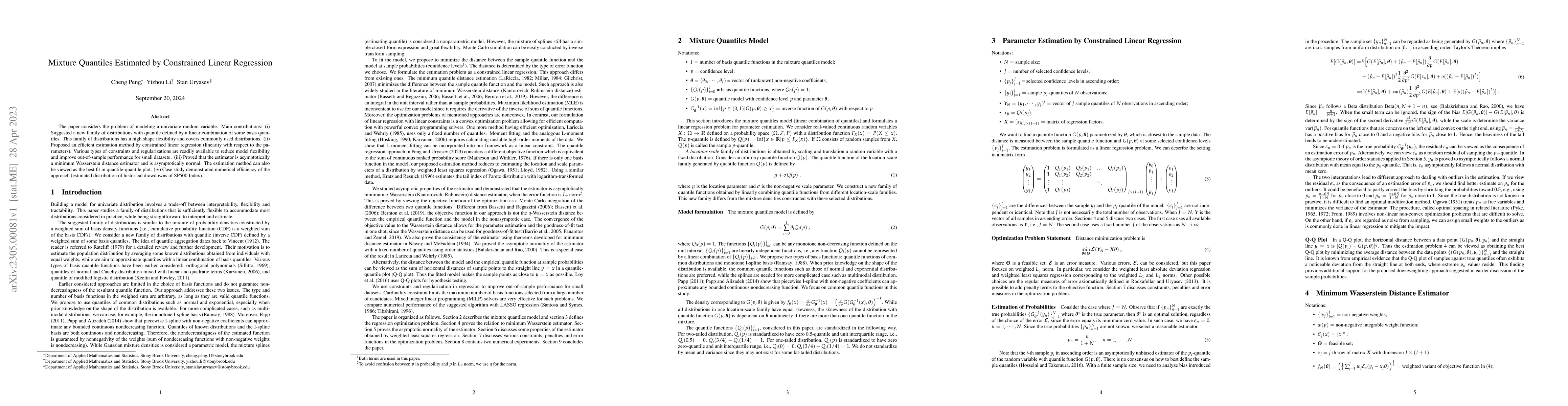 Thumbnail for Mixture Quantiles Estimated by Constrained Linear Regression