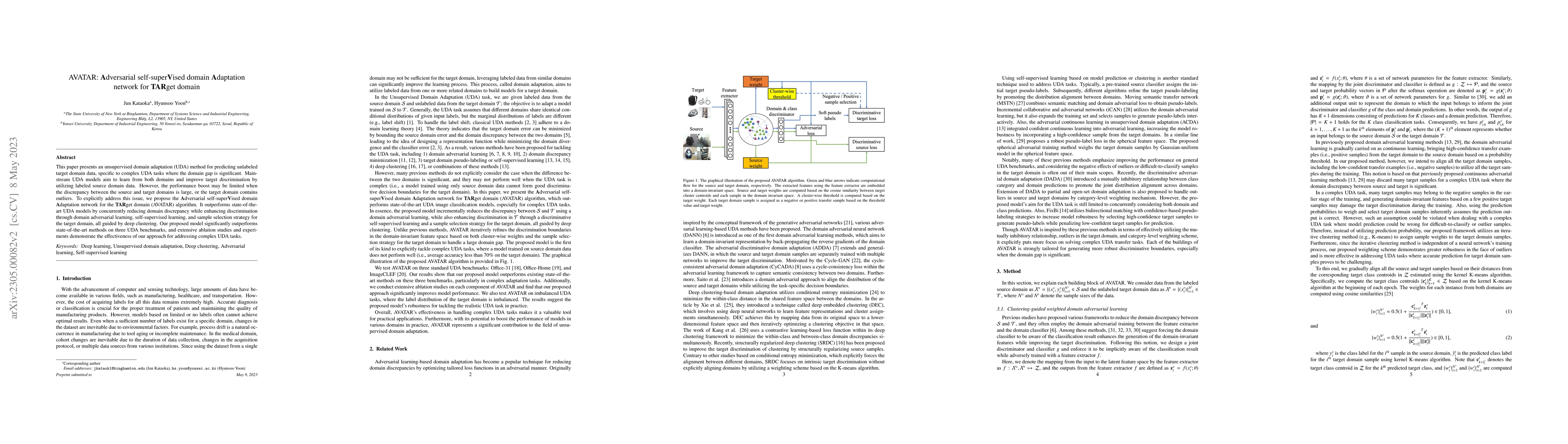 Thumbnail for AVATAR: Adversarial self-superVised domain Adaptation network for TARget
  domain