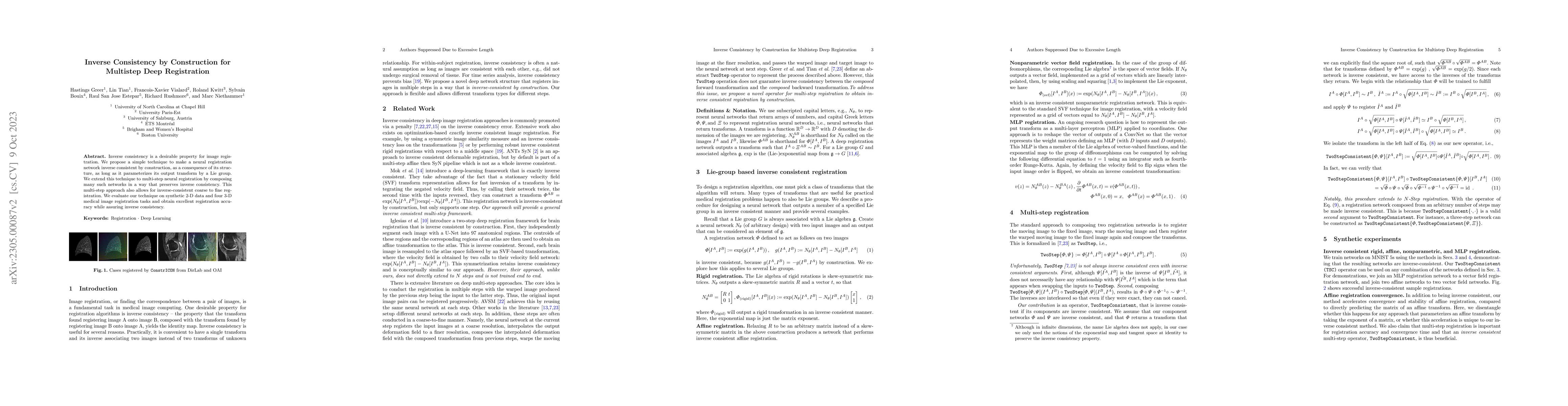 Thumbnail for Inverse Consistency by Construction for Multistep Deep Registration