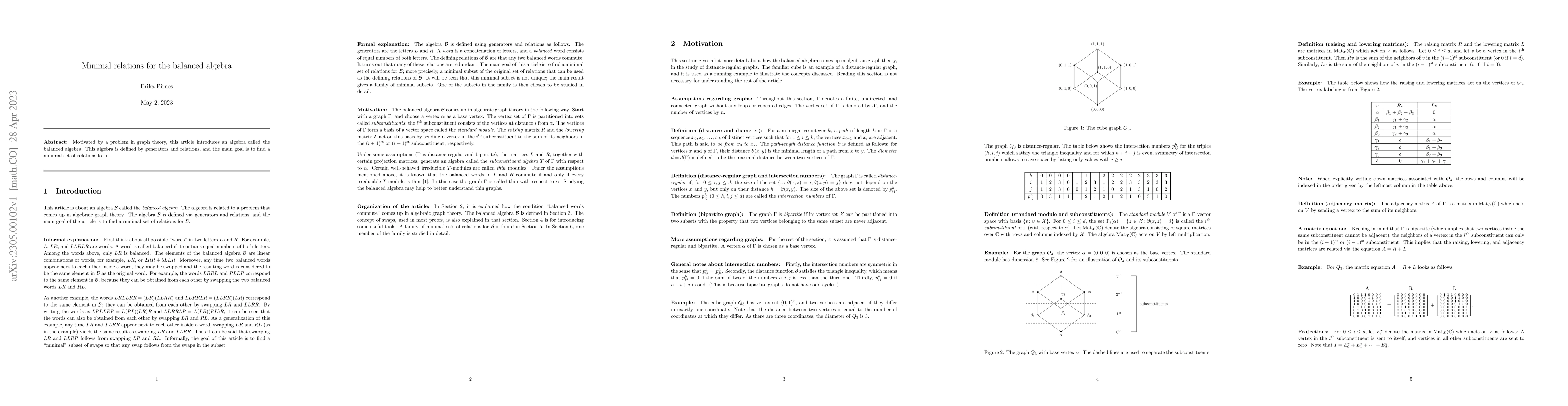 Thumbnail for Minimal relations for the balanced algebra