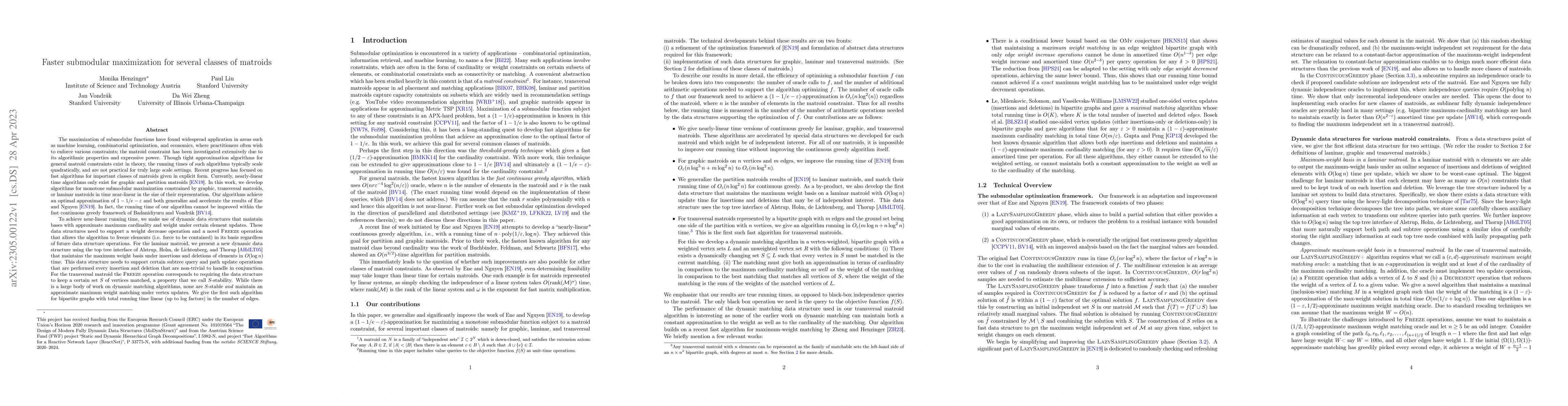 Thumbnail for Faster Submodular Maximization for Several Classes of Matroids